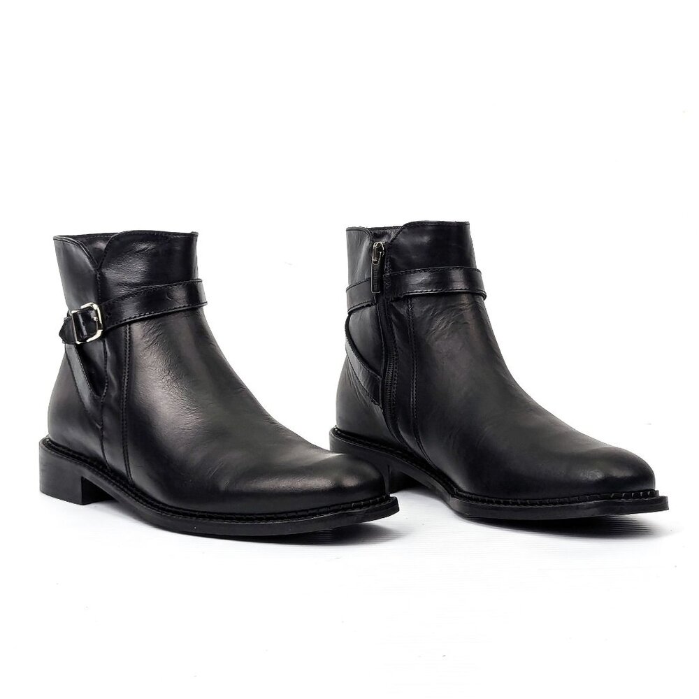 La Canadienne Women Sarah Black Leather Ankle Dress Boots sz 9.5